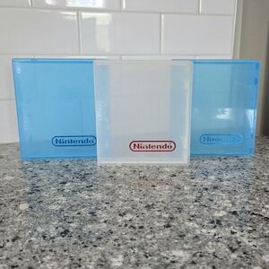 Lot Of 3 Nintendo NES Plastic OEM‎ Hard Clamshell Cartridge Case Clear/Blue
